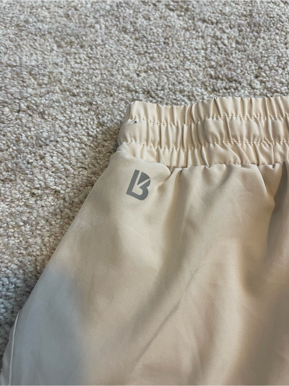 BuffBunny Cream Two-Layer Athletic Shorts with Drawstring - Picture 6 of 7